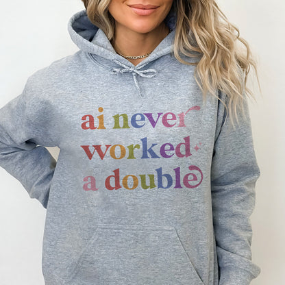 Ai Never Worked a Double Care & Resist Gildan hoodie in Sport Grey