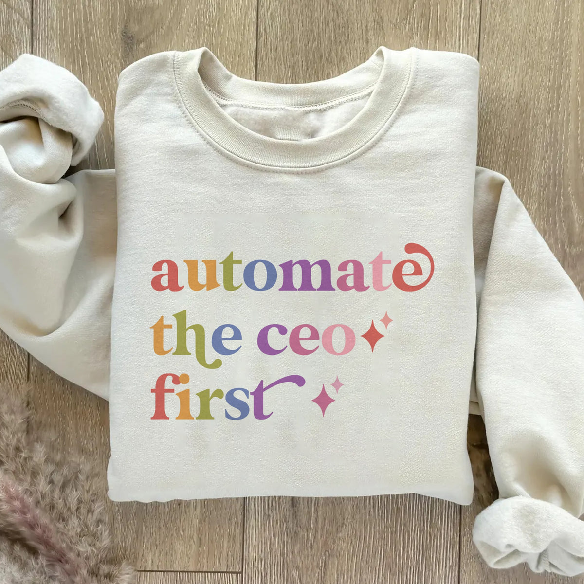 Automate the Ceo First Care & Resist Gildan crewneck sweatshirt in Sand
