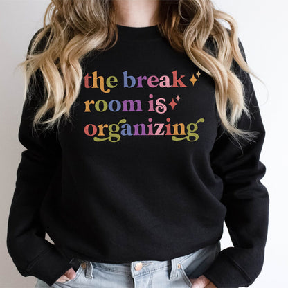 The Break Room is Organizing Care & Resist Gildan crewneck sweatshirt in Black