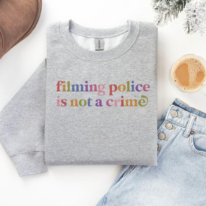 Filming Police is not a Crime Care & Resist Gildan crewneck sweatshirt in Sport Grey