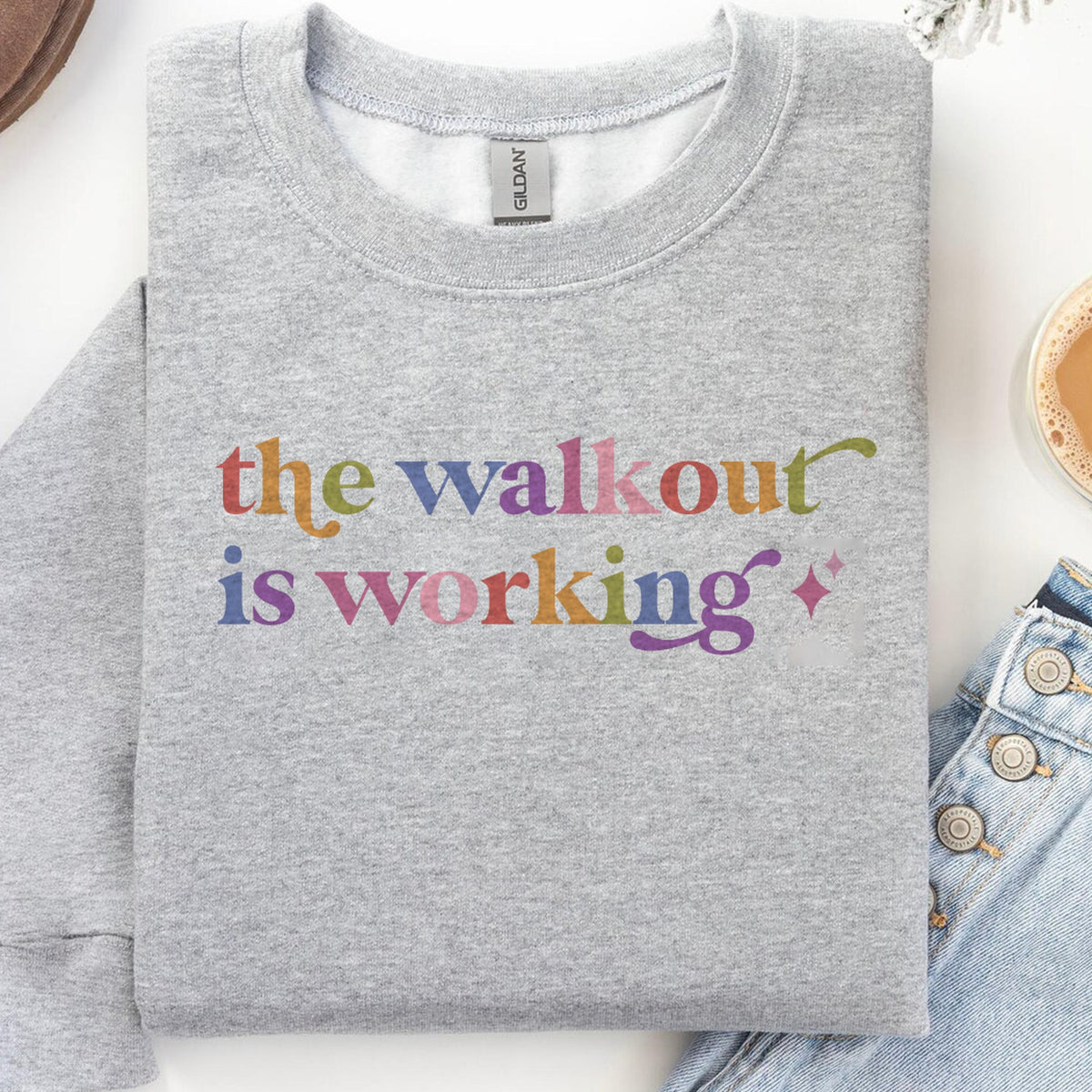 The Walkout is Working Care & Resist Gildan crewneck sweatshirt in Sport Grey