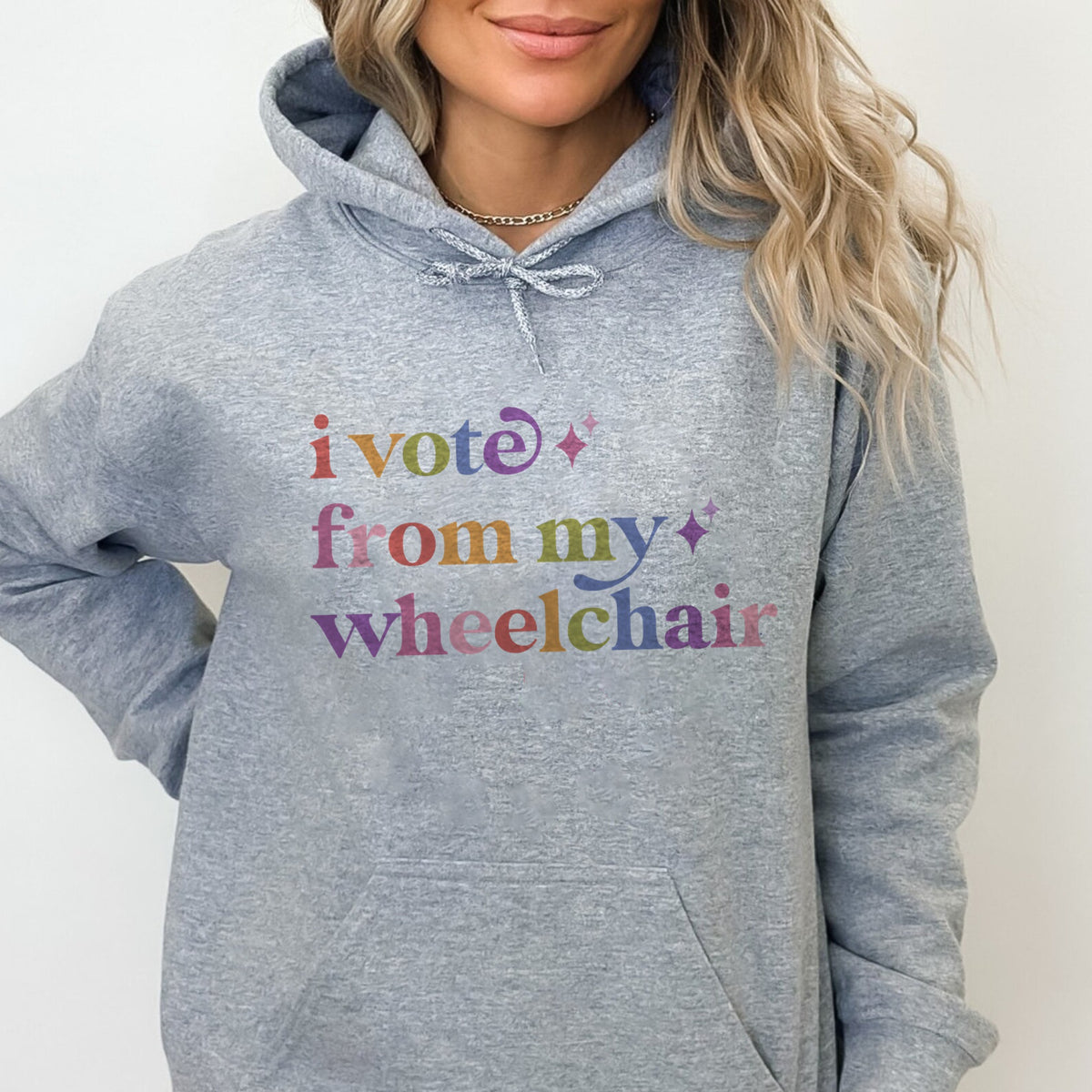 I Vote From My Wheelchair Care & Resist Gildan hoodie in Sport Grey