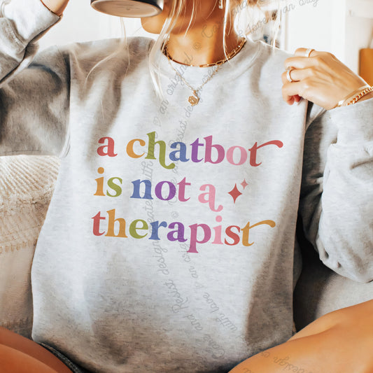 A Chatbot is not a Therapist Care & Resist Gildan crewneck sweatshirt in Sport Grey