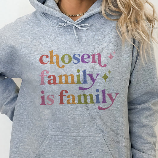 Chosen Family is Family Care & Resist Gildan hoodie in Sport Grey