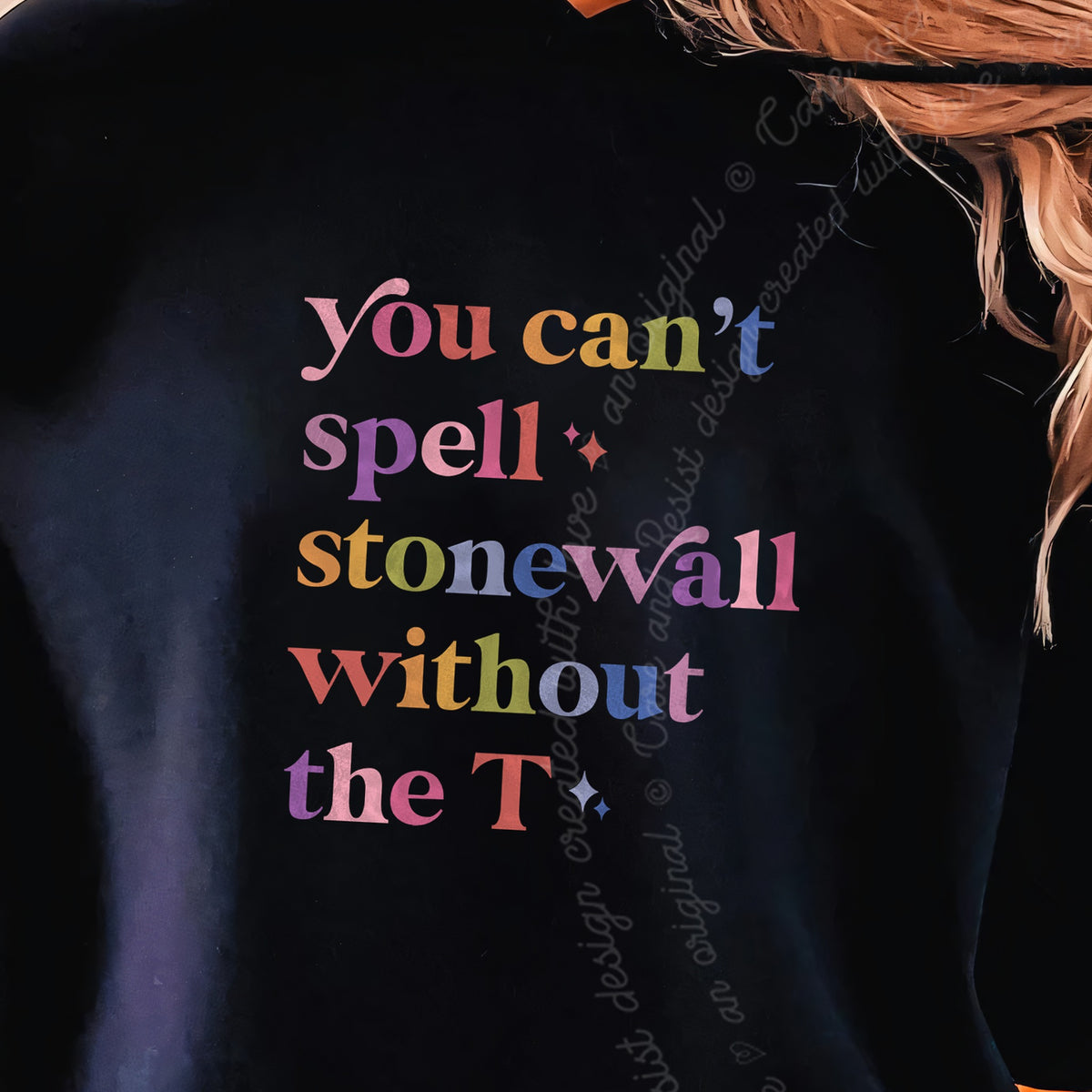 You Can't Spell Stonewall Without the T Care & Resist Gildan hoodie in Black