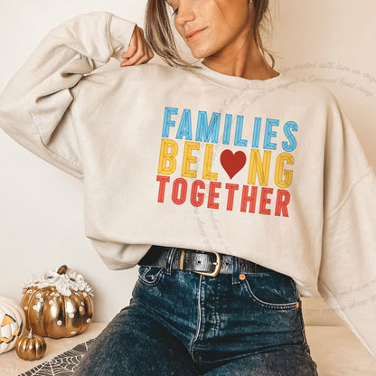Families Belong Together Care & Resist Gildan crewneck sweatshirt in Sand