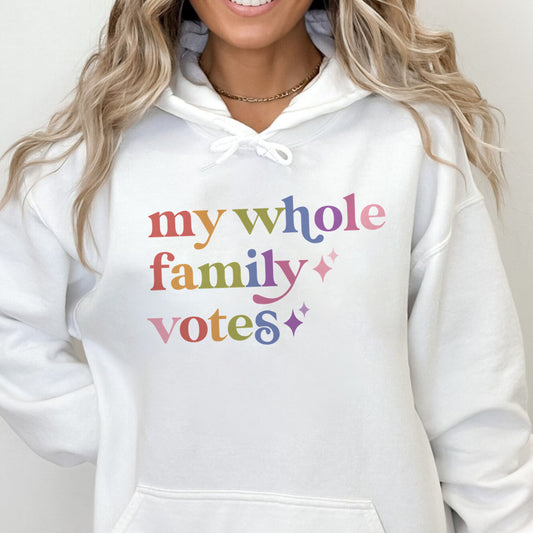 My Whole Family Votes Care & Resist Gildan hoodie in White
