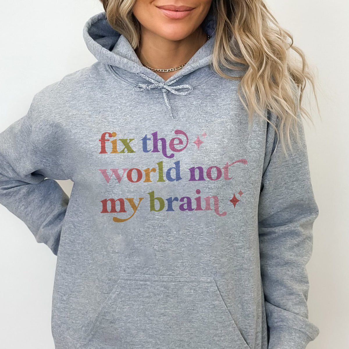 Fix the World not My Brain Care & Resist Gildan hoodie in Sport Grey