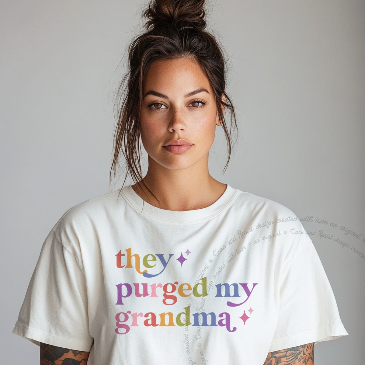 They Purged My Grandma Care & Resist progressive t-shirt in White