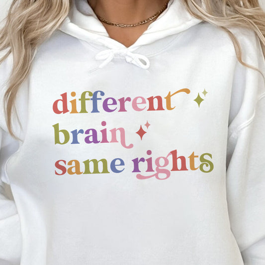 Different Brain Same Rights Care & Resist Gildan hoodie in White