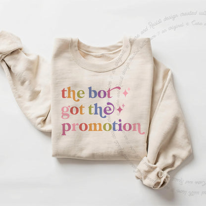The Bot Got the Promotion Care & Resist Gildan crewneck sweatshirt in Sand