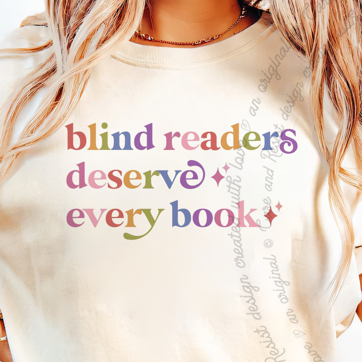 Blind Readers Deserve Every Book Care & Resist progressive t-shirt in Ivory