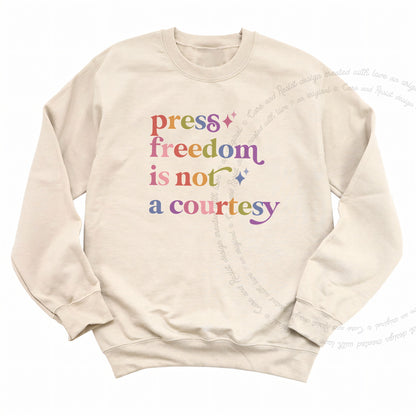 Press Freedom is not a Courtesy Care & Resist Gildan crewneck sweatshirt in Sand