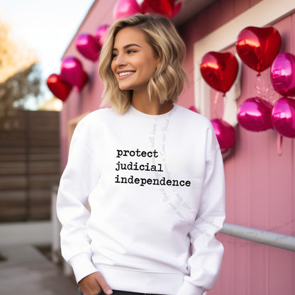 Protect Judicial Independence Care & Resist Gildan crewneck sweatshirt in White