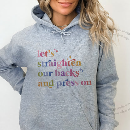 Let's Straighten Our Backs and Press On Care & Resist Gildan hoodie in Sport Grey