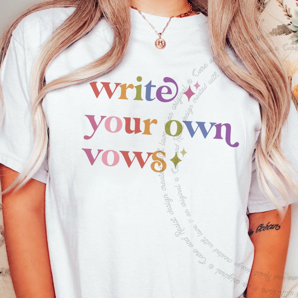 Write Your Own Vows Care & Resist progressive t-shirt in White