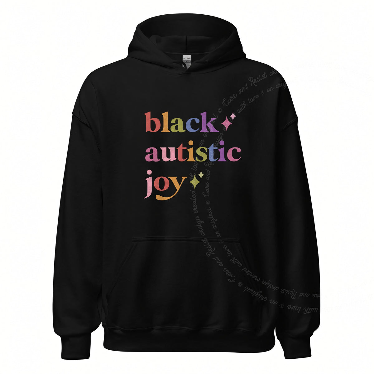 Black Autistic Joy Care & Resist Gildan hoodie in Black