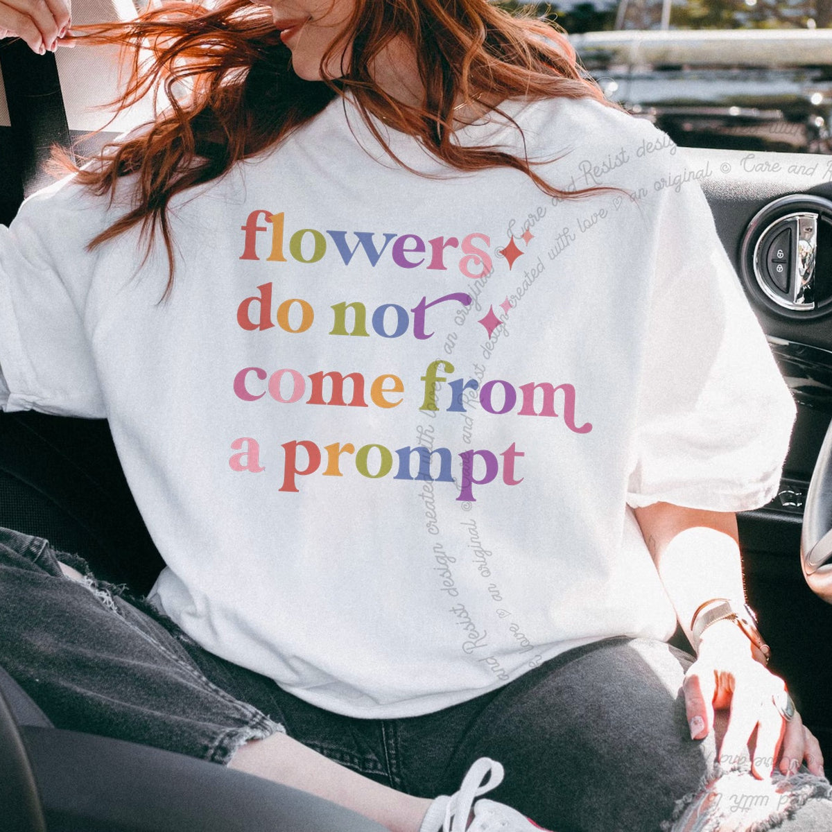 Flowers Do not Come From a Prompt Care & Resist progressive t-shirt in White