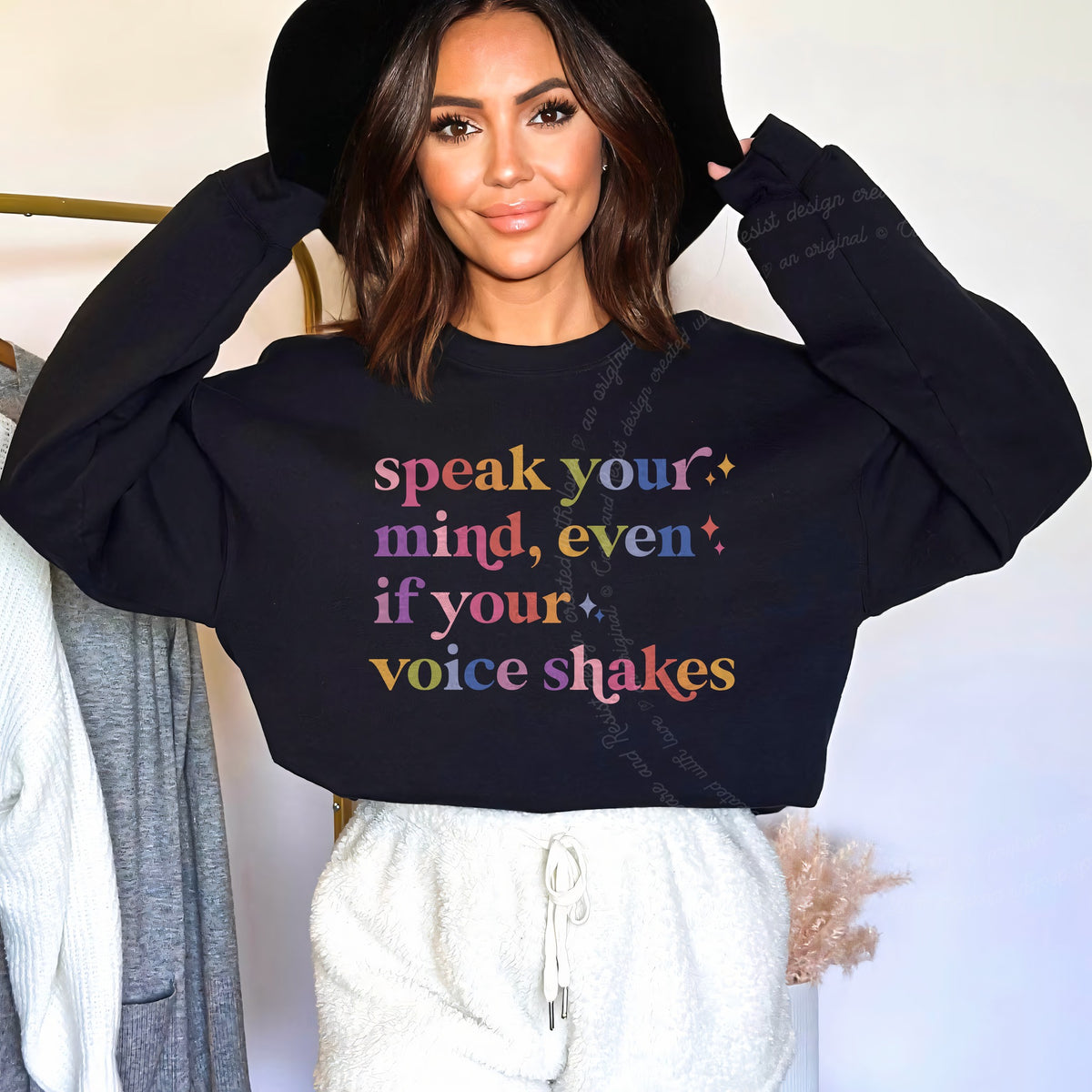 Speak Your Mind Care & Resist Gildan crewneck sweatshirt in Black