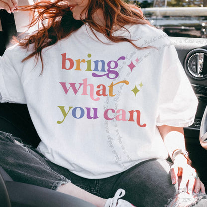 Bring What You Can Care & Resist rainbow Comfort Colors tee, White