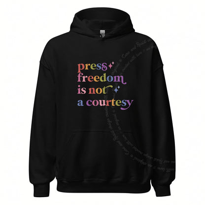Press Freedom is not a Courtesy Care & Resist Gildan hoodie in Black