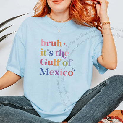 Bruh It's the Gulf of Mexico Care & Resist progressive t-shirt in Chambray
