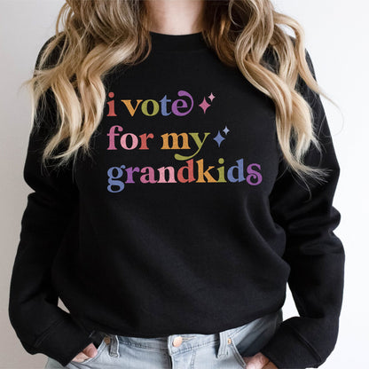 I Vote for My Grandkids Care & Resist Gildan crewneck sweatshirt in Black