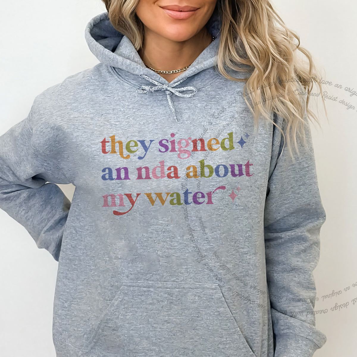 They Signed an Nda About My Water Care & Resist Gildan hoodie in Sport Grey