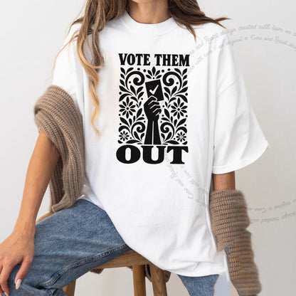 Vote Them Out Ballot Stencil Care & Resist progressive t-shirt in White