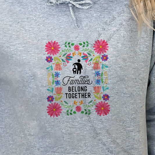 Families Belong Together Mexican Flowers Care & Resist Gildan hoodie in Sport Grey