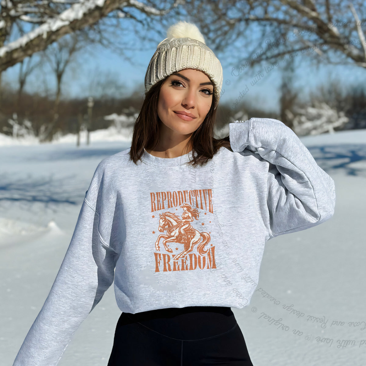 Reproductive Freedom Care & Resist Gildan crewneck sweatshirt in Sport Grey