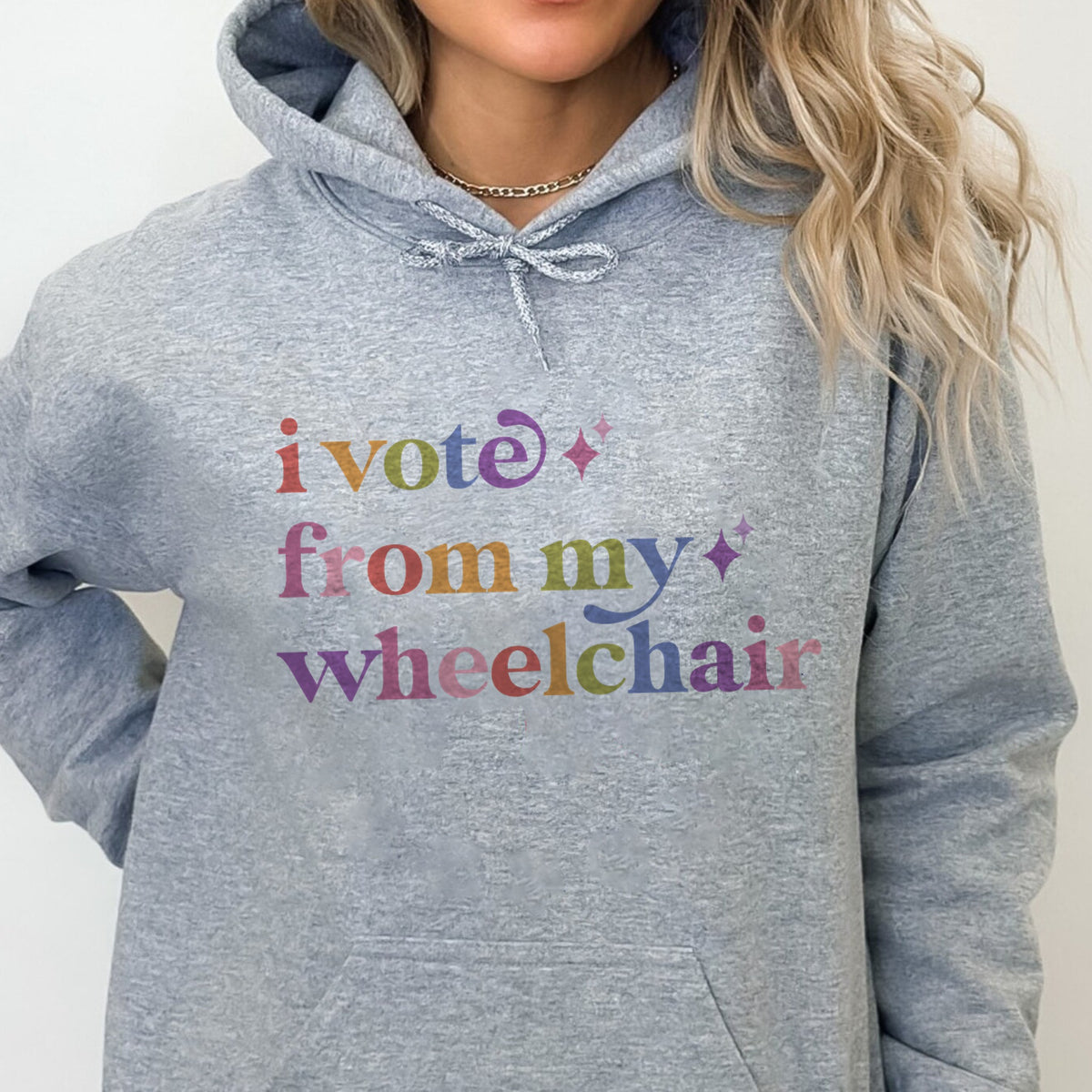 I Vote From My Wheelchair Care & Resist Gildan hoodie in Sport Grey