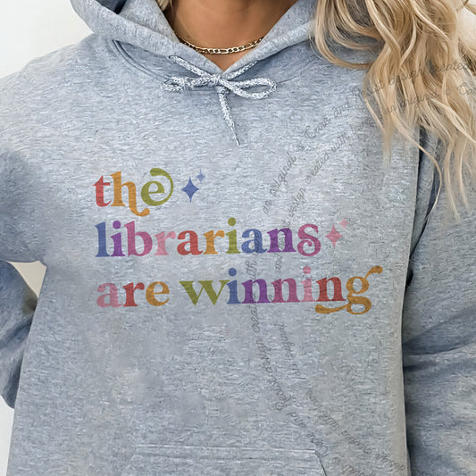 The Librarians are Winning Care & Resist Gildan hoodie in Sport Grey