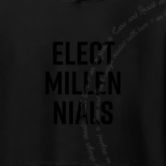 Elect Millennials Care & Resist Gildan hoodie in Black