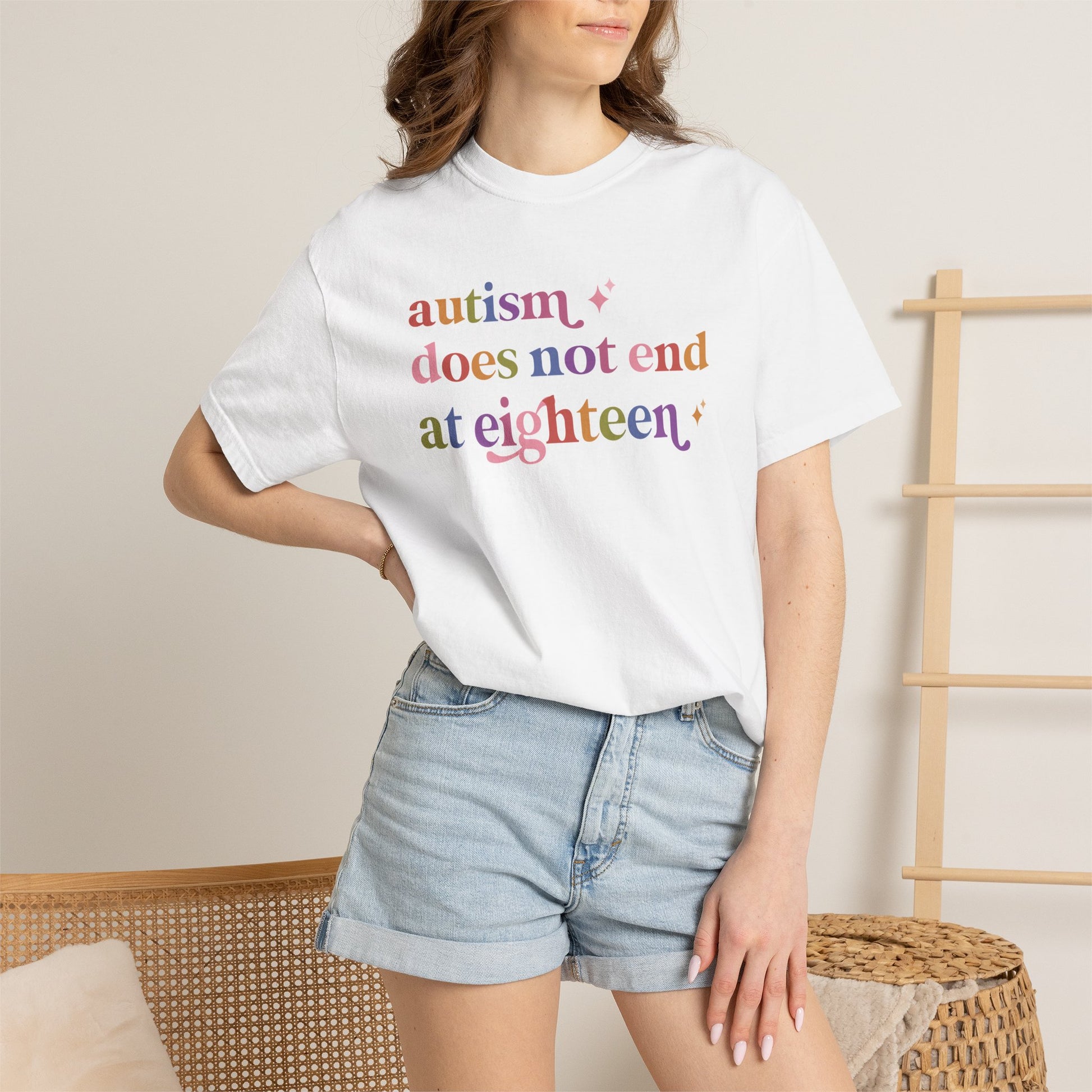 Autism Does not End At Eighteen Care & Resist rainbow Comfort Colors tee