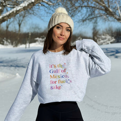 It's the Gulf of Mexico for Fuck's Sake Care & Resist Gildan crewneck sweatshirt in Sport Grey
