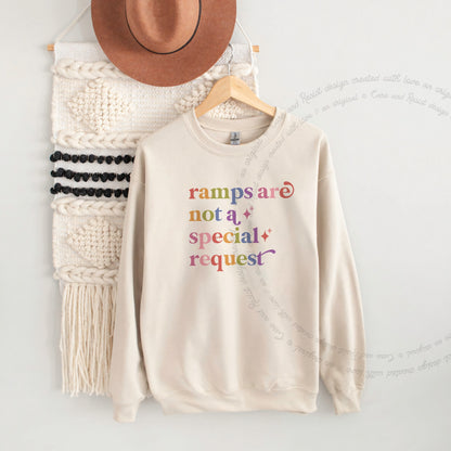 Ramps are not a Special Request Care & Resist Gildan crewneck sweatshirt in Sand