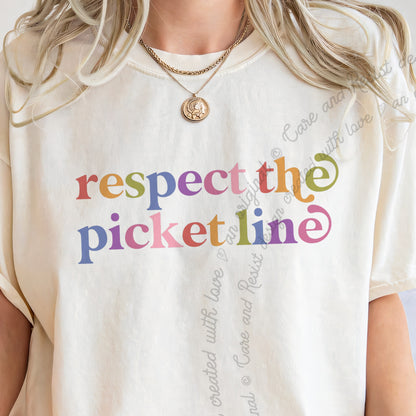 Respect the Picket Line Care & Resist progressive t-shirt in Ivory
