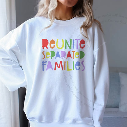 Reunite Separated Families Care & Resist Gildan crewneck sweatshirt in White