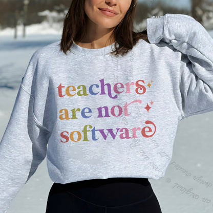 Teachers are not Software Care & Resist Gildan crewneck sweatshirt in Sport Grey
