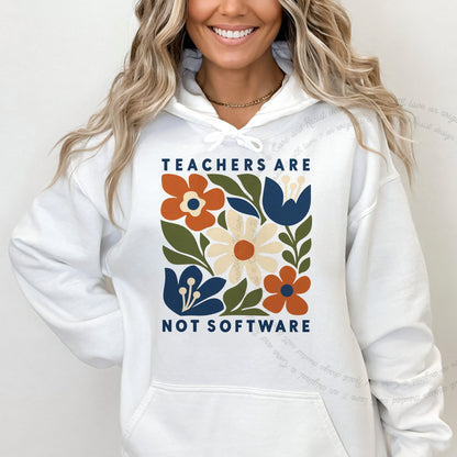 Teachers are not Software Cutout Care & Resist Gildan hoodie in White
