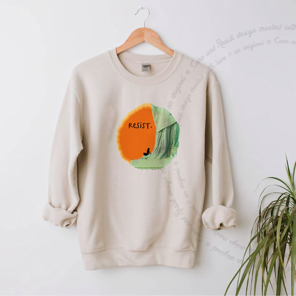 Resist Care & Resist Gildan crewneck sweatshirt in Sand