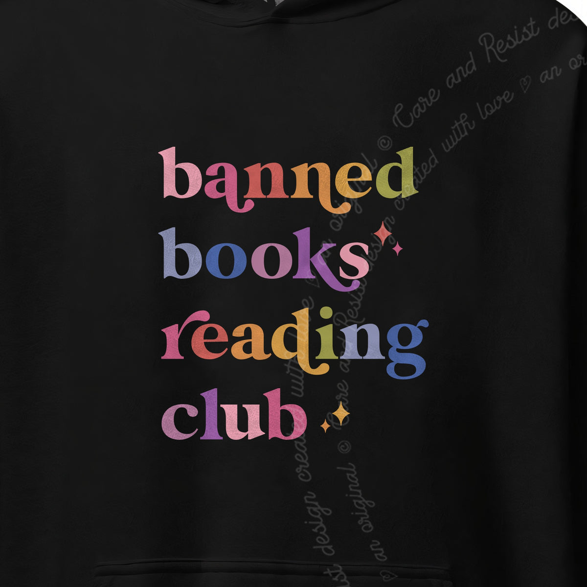 Banned Books Reading Club Care & Resist Gildan hoodie in Black