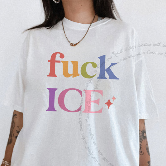 Fuck ICE Care & Resist progressive t-shirt in White