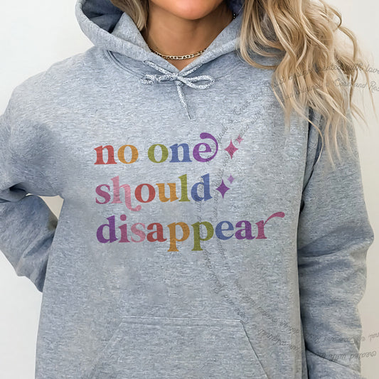 No One Should Disappear Care & Resist Gildan hoodie in Sport Grey
