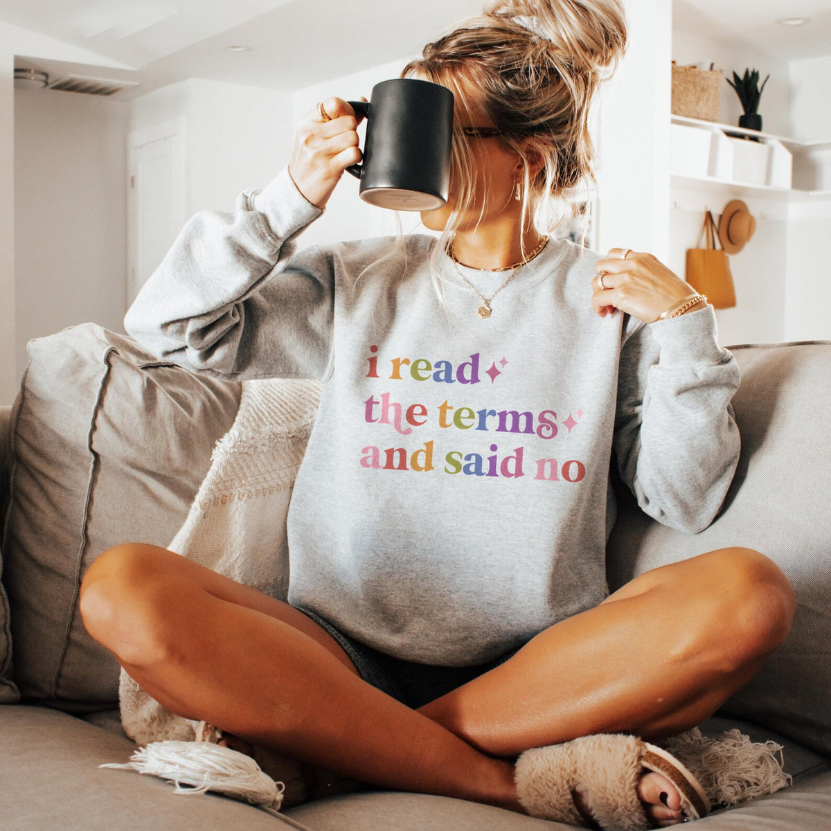 I Read the Terms and Said No Care & Resist Gildan crewneck sweatshirt in Sport Grey