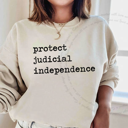 Protect Judicial Independence Care & Resist Gildan crewneck sweatshirt in Sand