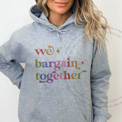 We Bargain Together Care & Resist Gildan hoodie in Sport Grey