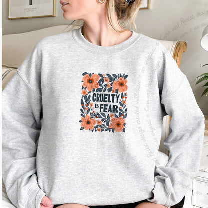Cruelty Is Fear Care & Resist Gildan crewneck sweatshirt in Sport Grey