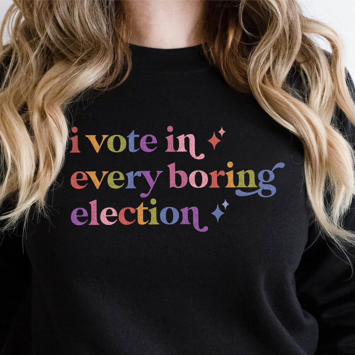 I Vote in Every Boring Election Care & Resist Gildan crewneck sweatshirt in Black